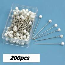 100/200/300/500pcs Round Pearl Head Pins, Quilting Pins, Fabric Pins, For Handcraft, Sewing, Edging Craft, Jewelry Components Decoration Wedding Pearl Flower Pins