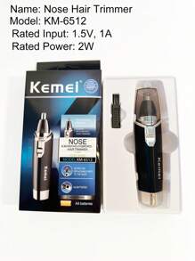 Kemei Tondeuse à poils de nez électrique KM-6512 pour hommes, outil portable pour couper les poils de nez, tondeuse à poils de nez et d'oreille