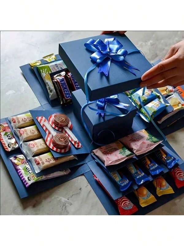 Set de caja de regalo con explosión sorpresa, de uso múltiple para el Día de San Valentín, cumpleaños, boda, propuesta - Caja sorpresa tipo álbum de fotos DIY con múltiples capas, accesorios y cintas decorativas - Adecuado para empaquetar regalos de fiesta