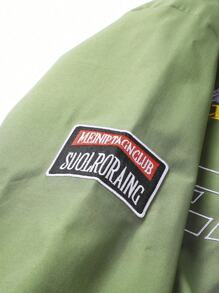 Men's Letter Embroidered Windproof Outdoor Cycling Racing Motorcycle Stand Collar Sports Jacket Fall Men Clothes