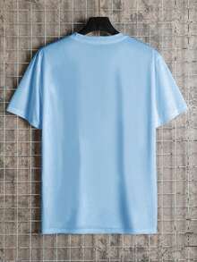 Camiseta básica de manga corta de unicolor y estilo casual para hombres GRDR - Azul cielo - Ver 2