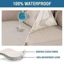 100% Waterproof Seat Cushion Covers For Sectional Couch & Chaise - 3 Pieces, L Shape, Ivory (Large Sofa 2 Seater + 1 Chaise) - Multicolor - View 6