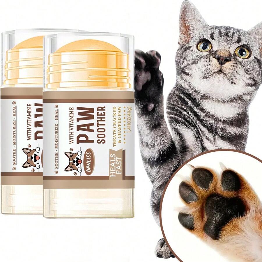 2 pièces Baume de protection pour coussinets de pattes de chat et de chien (40 g) | Baume naturel et léchable pour coussinets de pattes de chiens, convient pour les coussinets crevassés, secs et abîmés, les nez et les coudes | Baume apaisant pour le nez du chien