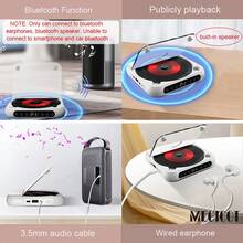 MEGICOT Bluetooth Rechargeable CD Player With Hold Function LED Display USB Audio Port, 2000mAh Personal MP3 CD Player For Listening Music Prenatal Education Study - Black - View 3