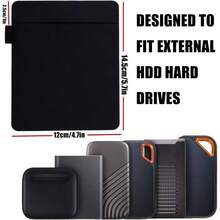 Portable Hard Drive Sleeve For Laptop, Adhesive Pouch For Laptop, Compatible With External Portable SSD, USB Cable Battery Pack, Wireless Mouse, Cables, Earphones(Black) - Hồng - Xem 5