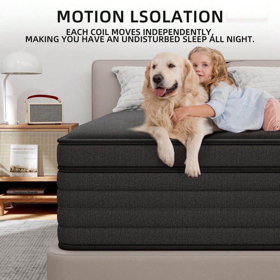 CHEVNI High Quality High Rebound Twin Full Queen King Size Gel Memory Foam Hybrid Medium Firm Bed Mattress 12/14Inch - 黑色 - 查看 1
