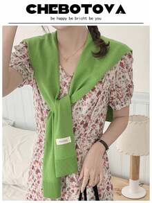 1 Áo len cardigan trơn nhãn màu cho nữ, áo len, khăn choàng, áo sơ mi, phòng máy lạnh, che vai cho váy - Nhiều màu - Xem 23