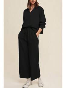 Cakulo Womens Sweatsuits 2 Piece Lounge Sets Fall Outfits Wide Leg Jogger Sweat Pants Loungewear Set Track Suits