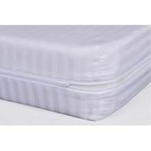 VOGRAC Cuti White Mattress Cover With Zipper, Natural Fabric, Various Sizes Up To 30cm High - 白色 - 查看 2
