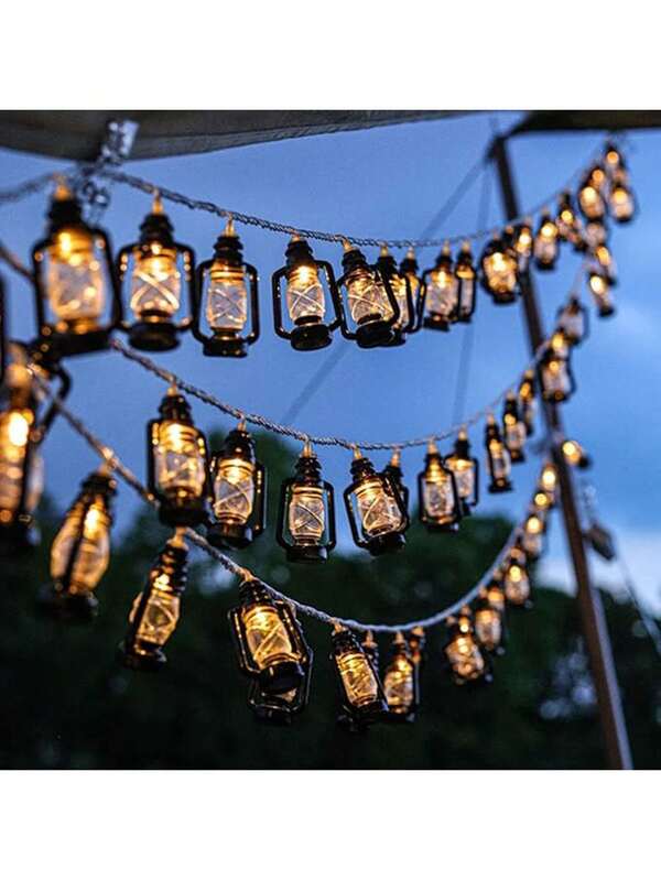 1串9.84英尺/3米20LED黑色煤油灯LED灯串，迷你煤油灯装饰，干电池供电，万圣节装饰灯，室内外庭院装饰灯，婚礼派对生日装饰灯，中东节日装饰灯