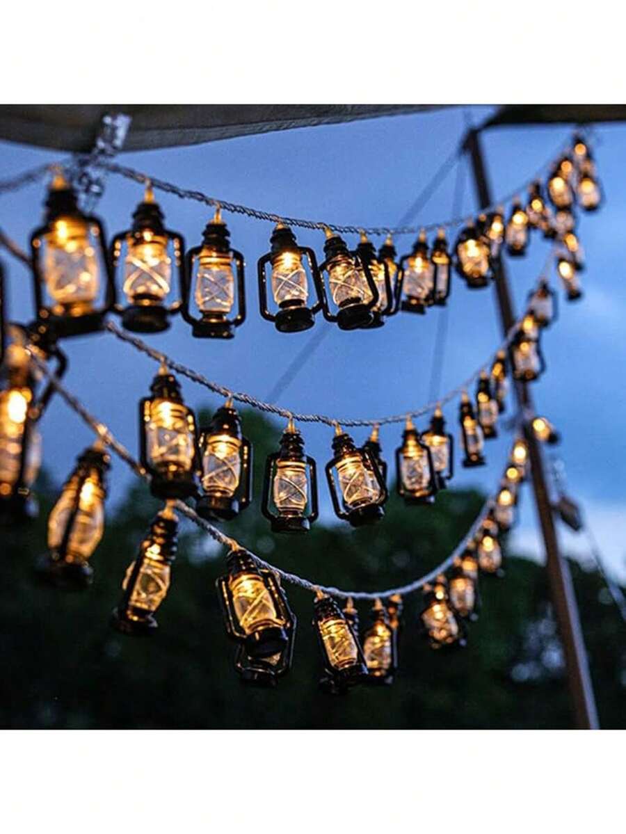 1串9.84英尺/3米20LED黑色煤油灯LED灯串，迷你煤油灯装饰，干电池供电，万圣节装饰灯，室内外庭院装饰灯，婚礼派对生日装饰灯，中东节日装饰灯 - 暖白光 - 查看 1