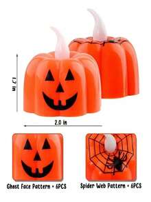 4 velas de calabaza, decoración de calabaza brillante para Navidad, fiestas y uso diario - Multicolor - Ver 7