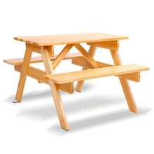 Kids Wooden Outdoor Picnic Table And Chairs Set – Durable Children's Garden Bench Furniture For Playtime And Meals – Perfect For Backyard Fun And Outdoor Activities