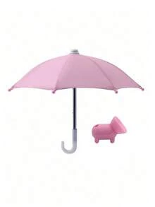 1pc Silicone Pig Shaped Phone Holder Umbrella, Can Provide Sun And Rain Protection Compatible With IPhone, Android Phone, Gift For Birthday, Family, Friends Phone Stand Phone Accessories - View 4