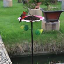 1pc 7.8*28.3 Inch Unique Lotus Design Bird Feeder, Practical And Decorative For Garden, Patio, Lawn Bird Bath, Ideal For Gardening Enthusiasts & Bird Watchers