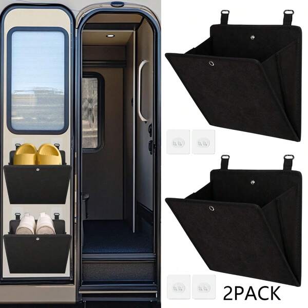 2 Stücke Wandmontage RV Schuhablage, Schuhorganizer für RV Lagerung und Organisation, platzsparende Wandmontage Schuhablage mit tiefen Fächern, selbstklebender über-die-Tür Schuhorganizer, hält 1 bis 2 Paar Schuhe