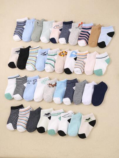 22双装，男婴及幼儿袜子，印有可爱的卡通动物图案——恐龙、青蛙、松鼠。趣味独特图案，亲肤柔软。百搭短袜，适合日常穿着、节日送礼或旅行。颜色和款式随机发货
