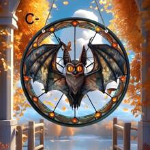 1 Pieza de Atrapasol de Acrílico con Estilo de Vitral de Murciélago y Calabaza Góticos - Decoración Vibrante de Halloween para el Hogar, Bar o Jardín, Ideas de Regalo Perfectas, Decoraciones de Halloween