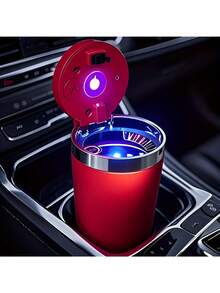 Automatic Car Ashtray Set With LED Light, Removable Cleaning Brush, Compact Design, Easy Installation - Multicolor - View 3