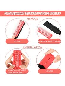 11 件套梳子套装，适用于男女梳理前侧和后侧，梳子套装，九排梳，顺发刷喷雾瓶，头皮按摩器洗发刷，高级宽齿梳，花形发夹，发型刷套装，返校，旅行度假必需品，女士发饰 - 粉色 - 查看 5