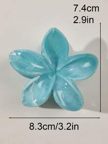 1个波西米亚风蓝色渐变大理石花朵发爪夹，适合海滩、度假等场合佩戴，花朵发夹，秋冬夏季配饰 - 彩色 - 查看 3
