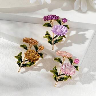 1pc Multi-Color Elegant French Farmhouse Daisy Floral Enamel Zinc Alloy Brooch, Chic Fashion Decor For Clothes, Bag, Hat, Suitable For Daily, Vacation, Party Wear, DIY Accessory School Office Accessories Shirts Jacket Jewelry Christmas Halloween Clothes Pin Funny Cute Teacher Gifts Costume Accessories Bag Charms