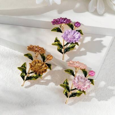 1 件多色优雅法国农舍雏菊花卉珐琅锌合金胸针，别致的时尚装饰，适用于衣服、包、帽子，适合日常、度假、派对穿着、DIY 配饰学校办公室配饰衬衫夹克珠宝圣诞节万圣节衣服别针有趣可爱的教师礼物服装配饰包饰