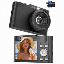 Retro Digital Camera 32GB HD 1080P 44MP 2.4'' LCD Display Screen 16X Zoom Anti-Shake, Listen Music/Play Games, With 32GB Card, Rechargeable Mini Camcorder For Beginners, Ideal Gift For Birthday - 黑色 - 查看 1