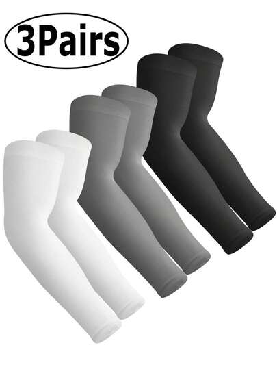 3 双装 防晒冷却袖套 压缩袖 - 遮盖纹身 - 男女青年防晒袖套