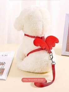 1pc Dog Leash Pet Harness With Wing Design Chest And Back Straps Pet Supplies - Pink - View 5