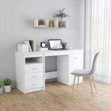 Larryhot Bureau Blanc 140x50x76 cm Bois d'ingénierie, solide et durable, facile à assembler, beau, idéal pour la décoration de la maison et les cadeaux