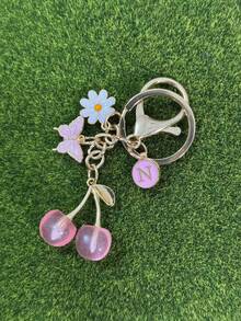 1个男女通用锌合金樱花蝴蝶钥匙扣，可爱动物吊坠，送给学生和朋友的绝佳礼物，可爱挂件，汽车配件，包包挂件，校园动物，可爱哥特风，Y2K风格