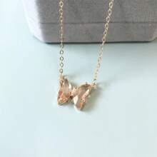 1pc Summer Fashionable Holiday Versatile Crystal Butterfly Pendant Stainless Steel Chain Necklace, Waterproof, Fade-Resistant, Premium For Women