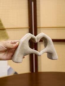 1 件心形手势装饰，手指雕像现代艺术雕塑个性化家居装饰，创意婚礼桌面装饰，情人节和新年礼物 - 米色 - 查看 6