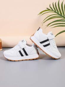 1 pereche de pantofi sport pentru copii, cu fund moale, durabili, cu cârlig și buclă din PU, antiderapanți, impermeabili, cu fund plat, potriviți pentru toate anotimpurile