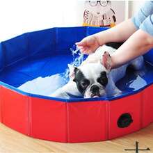 1件装可折叠PVC宠物浴缸 | 加厚材质+圆形设计+排水孔 | 适用于洗澡/戏水/临时猫砂盆