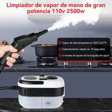 Limpiador a vapor a presión de 2500W - 3 cabezales de cepillo + depósito de agua de 1.2L | Calentamiento rápido en 15 segundos, elimina la grasa de la cocina/manchas de moho del baño/tapicería del coche | ¡no necesita productos químicos! - Tipo de Enchufe B USA (110-127V) - Ver 9