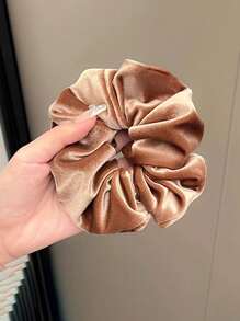1 Peça/4 Peças Scrunchie de Veludo Sólido e Simples para Mulheres, 4.52 Polegadas/11.5cm, Cores Preto/Branco/Café/Champanhe, Elástico de Cabelo Pregueado Adequado para Uso Diário de Mulheres/Meninas, Trabalho, Escola, Festa, Férias, Presente, Banho, Lavagem do Rosto, Scrunchies, Elásticos de Cabelo