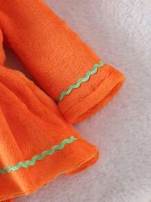 1pc Infant/Toddler Girls' Cute Soft Comfortable Orange Long Sleeve Romper Dress, Thick For Autumn/Winter