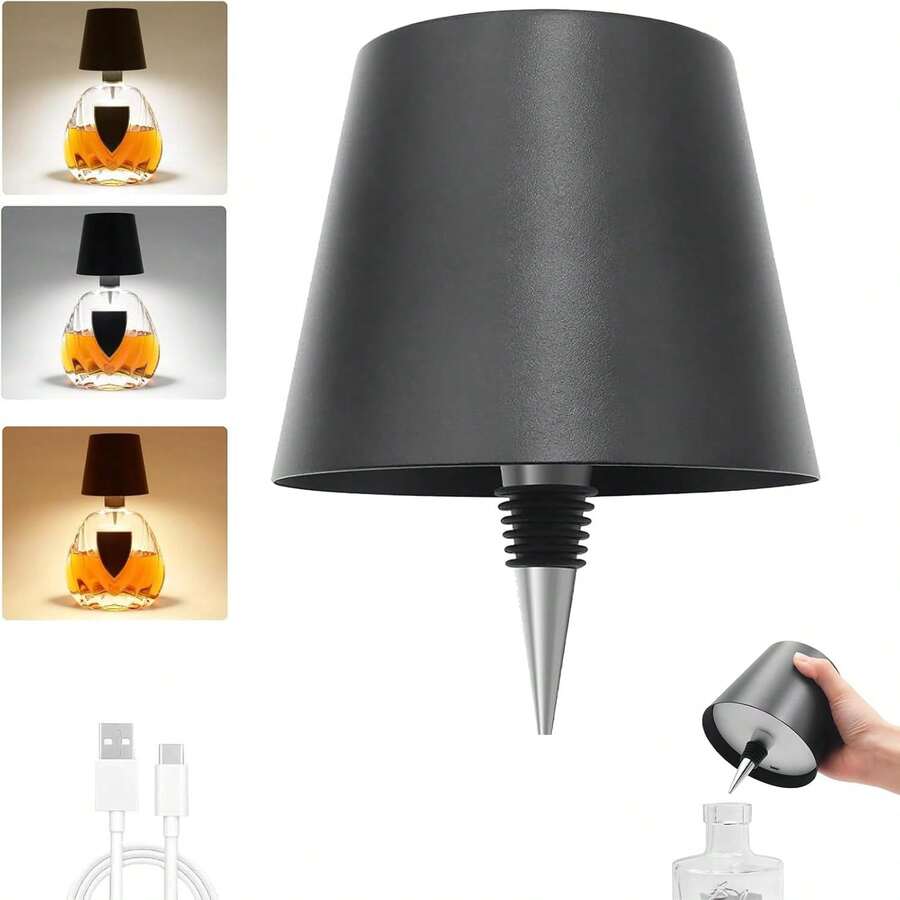 Lámpara De Mesa Led Inalámbrica Para Botella Táctil Rgb Y 3