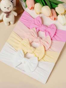 Set de 5 diademas de bebé con moño de nailon, suaves y cómodas - Multicolor - Ver 3