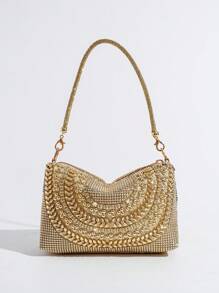 Glitter Rhinestone Decorated Handbag, Ladies Party Clutch Bag For Holding Phone, Lipstick, Perfect For Formal Events