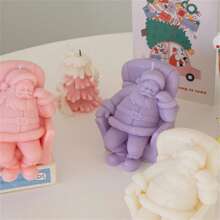 Molde de Vela de Silicone 3D do Papai Noel, Molde de Silicone do Papai Noel Deitado no Sofá Dormindo, Artesanato de Gesso, Presente de Natal DIY, Molde de Argila, Molde de Concreto, Suprimentos de Decoração para Casa