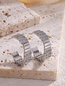 rakol 2 件复古优雅 H 形包裹方晶锆石环形耳环，适合派对、婚礼、正式场合，可作为礼物