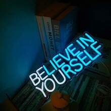 相信自己”USB 供电 LED 霓虹灯 - 可调光墙壁艺术，适用于卧室、办公室、酒吧装饰 - 完美的生日礼物