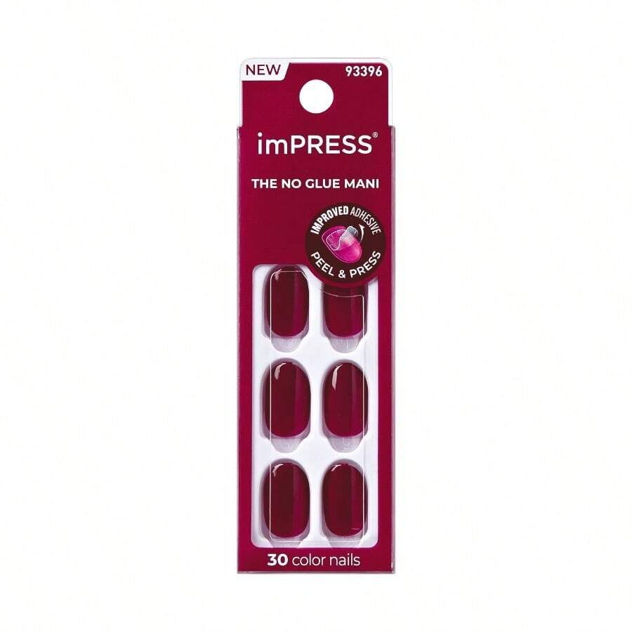 ImPRESS Press On Nails Maplewood Red Short Oval 30 Count - asPic - View 1
