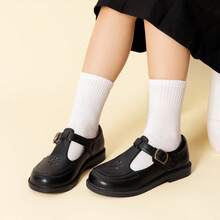 Girls Mary Jane Ballet Flats – School Uniform Dress Shoes For Toddler & Little Girls(Back To School Shoes) - 黑與白 - 查看 1