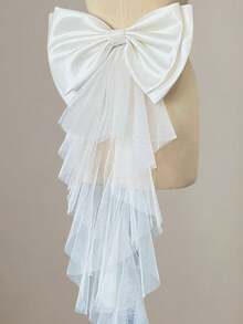 1件多功能蕾丝网纱缎面/可拆卸大蝴蝶结腰带，带拖尾，婚纱配饰，情人节配饰 - 彩色 - 查看 11