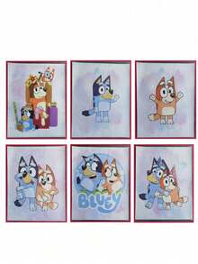 Bluey 1 قطعة لوحة فنية كرتونية جميلة لشخصية بلوي لديكور جدران غرفة النوم، لوحة قماشية بدون إطار، فن جداري شخصي لغرفة المعيشة وغرفة النوم والحمام والمكتب والممر والمطبخ، لوحة مطبوعة هدية مثالية