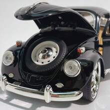 Modelo de coche vintage clásico, modelo de simulación, colores vintage clásicos rojo y negro, con base, adecuado para exhibición, múltiples detalles operativos, gran jugabilidad, regalo festivo, regalo sorpresa - Negro - Ver 10